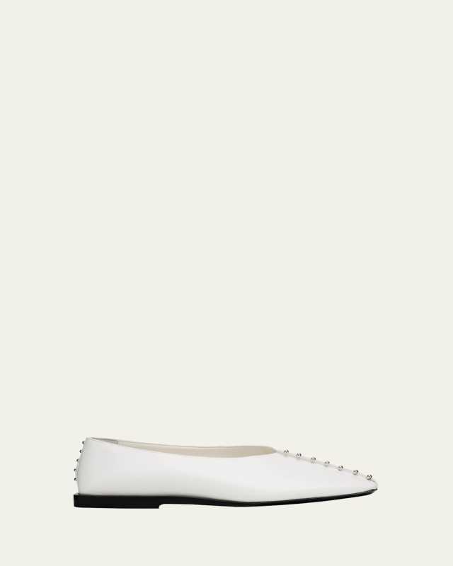 Studded Leather Ballerina Flats